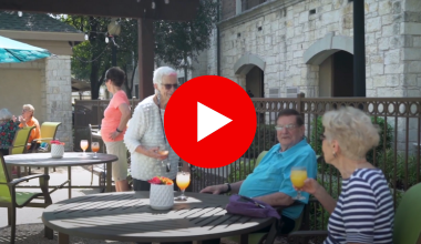 Elderly Drinking Talking Friends